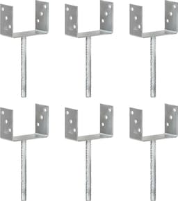 vidaXL - Grondankers - 6 - st - 14x6x30 - cm - gegalvaniseerd - staal - zilverkleurig — thumbnail 4