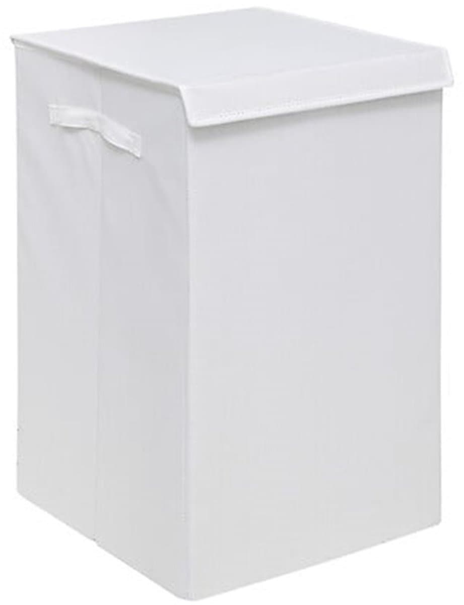 5Five Eureka sorteer wasmand - 74 liter - wit - 37 x 37 x 60 cm - MDF/Polyester stof - met afsluitklep — afbeelding 1