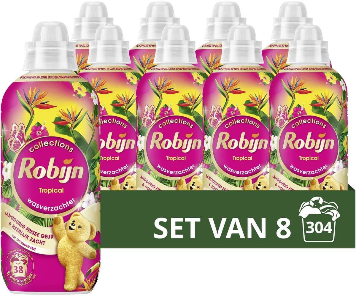 Robijn - Wasverzachter - Tropical - 8 flessen - 304 wasbeurten - Voordeelverpakking — afbeelding 1