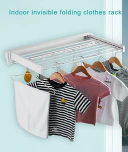 Gran Vida® - Opvouwbaar Droogrek - Muurbevestiging - Ruimtebesparend - Wit - 86 x 38 x 11cm — thumbnail 4