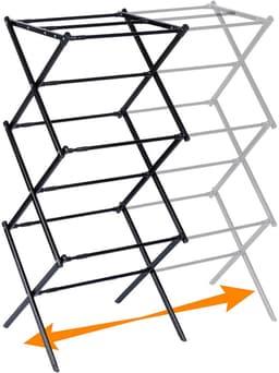 Droogrek Staand Metaal Zwart Verticaal Intrekbaar 47-78x94 cm - Droogtoren - Wasrek - Washanger — thumbnail 2