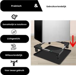 LifeStages - Lekbak Wasmachine - Siliconen Lekbak - Silicone Koelkast Vloermat - Voorkomt Waterdruppels - Vriezer Mat Lade - Mini Koelkast Lekbak Voor Wasruimte - Wasmachine - ZWART, 65x60cm — thumbnail 4