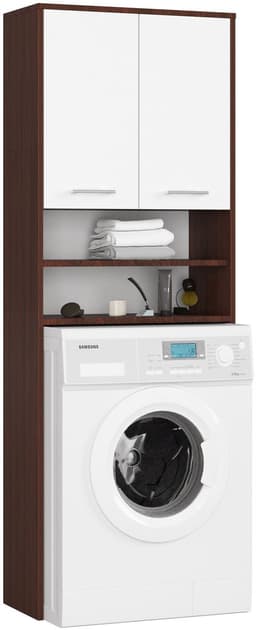 Badkamerkast voor Wasmachine FIN / Hoge Wasmachinekast met 2 Deuren / AKORD Furniture Factory / Venge - Wit / 64 x 180 x 30 cm — thumbnail 1