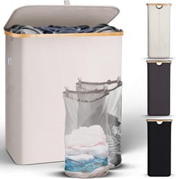 Oneiro's Luxe Wasmand PRO 140 L Beige - opvouwbaar - L38 x B57 x H67 cm - wasmanden - wassorteerder — thumbnail 4