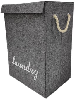 Janse® Wasmand grijs met wit - Stevige opvouwbare wasmand met deksel - 81 Liter - Met handvatten - Laundry basket - Badkamer organizer - Opbergbak - Ruime wassorteerder — thumbnail 3