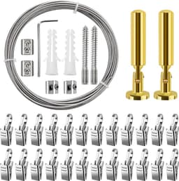 JGS ® Flexibele Ophangset van 5 Meter met 24 Metalen Clips en Haken voor Gordijnen en Decoraties — thumbnail 1