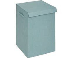 5Five Eureka sorteer wasmand - 74 liter - lichtblauw - 37 x 37 x 60 cm - MDF/Polyester stof - met afsluitklep