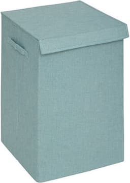 5Five Eureka sorteer wasmand - 74 liter - lichtblauw - 37 x 37 x 60 cm - MDF/Polyester stof - met afsluitklep — thumbnail 1