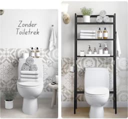 BIRONY® Wasmachine Kast - Wasmachine Opbouwmeubel - Wasmachinekast - Wasmachine Meubel - Toiletkastje - WC Kast - Wasmachine Rek - Badkamer Rek - Wandplank - Badkamerkast - Badkamer Accessoires — thumbnail 3