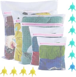 Set van 5 wasnetten voor wasmachine, waszak met ritssluiting, duurzame waszak, ontvang 10 vlekverwijderingsballen, voor gevoelige schoenen, babykleding — thumbnail 1