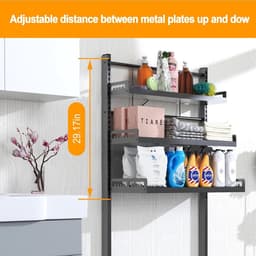 Drie-Tier Verstelbare Hoogte Wasruimte Plank Ruimtebesparende Organizer met Multifunctionele Opslag Wasmachine rek — thumbnail 3