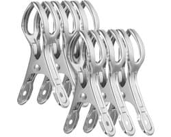 Wasknijpers - 18 Stuks - Strandlaken Anti Windknijpers Voor Op Strandstoel - RVS - Grote - Opening 6 Cm - Wasrek Knijpers - Anti-Slipclip - Rokjesclip - Quilt - Laken - Badhanddoek - Extra Lang En Stevig - Duurzaam — afbeelding 1