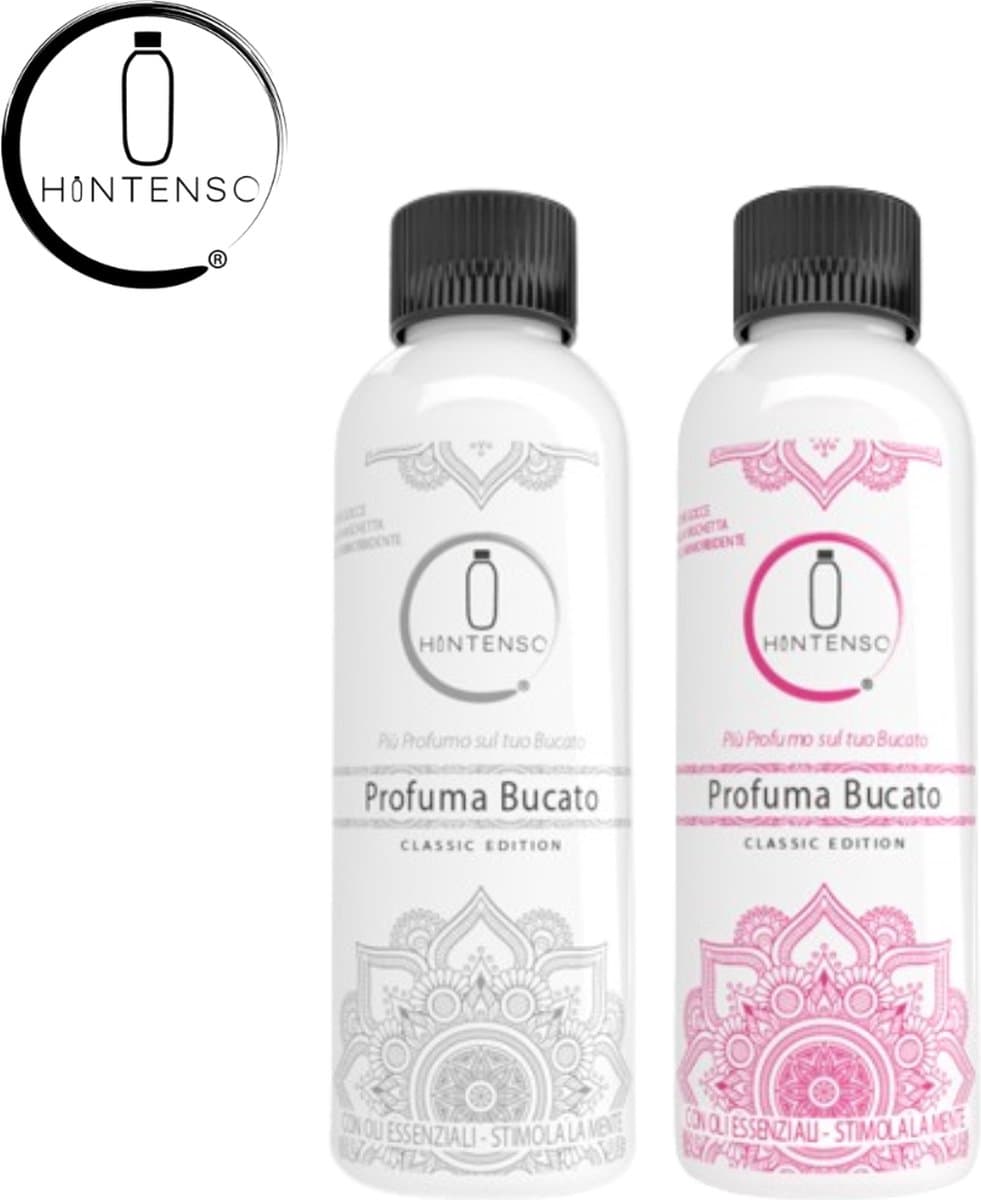 Wasparfum Hintenso Pink 500ml + Wasparfum Hintenso White 500ml - Proefpakket - 140 Wasbeurten - Inclusief 1 gratis tester - - Frisse was - Heerlijke geur - Textielverfrisser – Wasverzachter – Bloemengeur - Wasparfum - Wasmachine — afbeelding 1