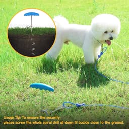 20ft Zware Hond Stropdas Kabel met Grondstaak - Ideaal voor Buiten Gebruik — thumbnail 5