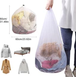 Herbruikbare Waszak met Trekkoord - Grote Mesh Vuile Waszak voor Kleding, Lingerie en Babykleertjes (80 x 60 cm) — thumbnail 5