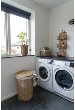 Elin | wasmand | lichtbruin/wit | papier en metaal | ø42x56 cm | wasmand | wasbox | laundry basket | wasmand met deksel | grote wasmand | Wood Selections — thumbnail 3