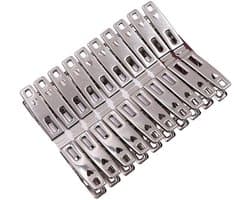 20 stuks roestvrijstalen clips - huishoudwasknijpers - kleine clips voor het drogen van dekbedden - vaste winddichte clips - kleding- en dekbedhangers - (zilver) — afbeelding 1