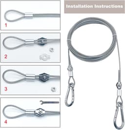 2 m draadkabel 3 mm met PVC-gecoate roestvrijstalen kabel, karabijnhaak M6, krimplus draadkabelklem en mini-schroefsleutel voor Lanyard, waslijn, tenttouwen (2 m) — thumbnail 2