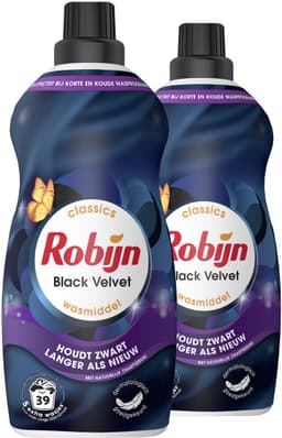 Robijn -Vloeibaar Wasmiddel - Klein & Krachtig - Black Velvet - 2 flessen- 78 wasbeurten - Voordeelverpakking — thumbnail 2