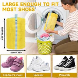 2-pack schoenwaszak - 39x19cm anti-deformatie schoenwaszak - mesh schoenwaszak - duurzame pluche waszak - herbruikbare wasmachinezak - beschermt schoenen en wasmachine tegelijkertijd - geschikt voor de meeste soorten en maten schoenen — thumbnail 2