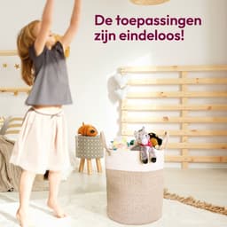 Framehack Wasmand Katoen - Opbergmand 52 ltr - Mand Rond met handvaten - Wasbox Opvouwbaar - Speelgoedmand — thumbnail 3