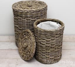 Migo Styling - Wasmand - Rond - Met binnenzak - Riet - Rotan - Dia46xH60 — thumbnail 2