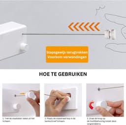 DailySupplies® Waslijn Uittrekbaar - Wanddroogrek - Wasdraad - Grijs — thumbnail 3