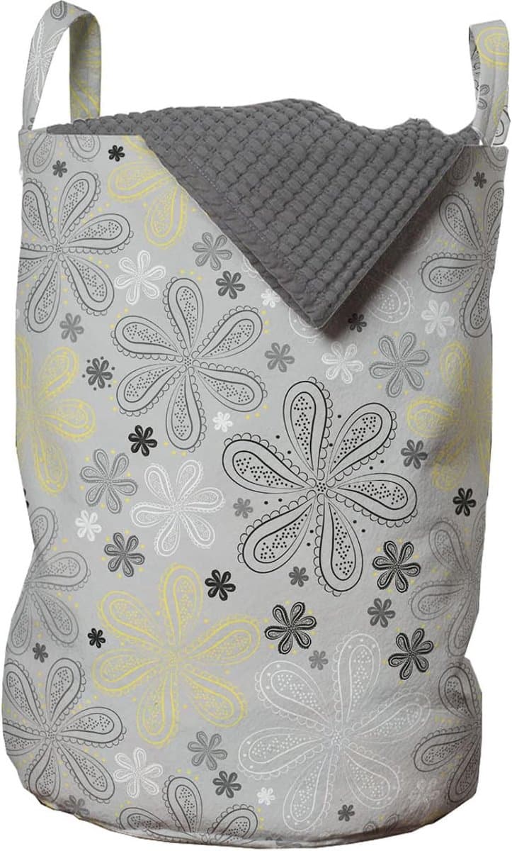 Goodivery ® Stijlvolle Grijs en Gele Wasmand met Handvatten en Sluiting voor Eenvoudig Draaggemak — afbeelding 1