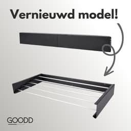GOODD® - Droogrek - Wasrek - Wanddroogrek - Verbeterd model - Zwart - Rvs - Inklapbaar - 400 cm — thumbnail 1