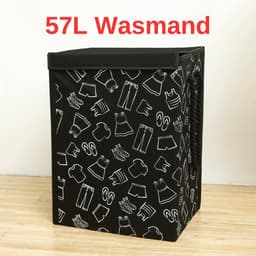 Lexorion Opbergmand - Opbergmand - Speelgoedmand Kinderen - Opbergmand met deksel - Opbergmanden - Opbergmand kinderkamer - Opbergmand speelgoed - Wasmand Opvouwbaar - Stijlvolle Kledingmand - 57L Wasmand - Zwart — thumbnail 4