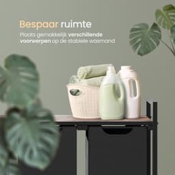O'DADDY® Wasmand 3 vakken – wassorteerder - wasmanden - wasbox - wasmand bruin - wasmand - wasmanden bruin - 114 liter - 3 zakken - uitschuifbaar met plank - 92.5 x 33 x 71 cm — thumbnail 3