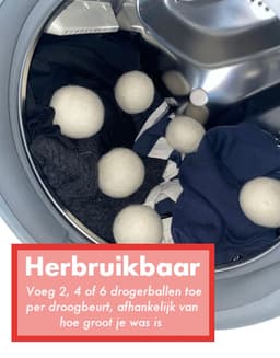Drogerballen - XL - Droogballen - 100% Natuurlijk Wol - Herbruikbaar - 6 Stuks - Incl. Opbergzak — thumbnail 4