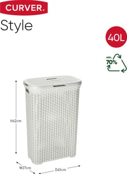 Curver Style Wasmand met deksel - 40L - Vintage/Gebroken wit — thumbnail 3