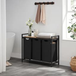 VASAGLE - Wasmand met 3 Compartimenten - 3 Uitneembare Oxford Stoffen Zakjes - Metalen Frame — thumbnail 4