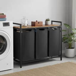 VASAGLE - Wasmand met 3 Compartimenten - 3 Uitneembare Oxford Stoffen Zakjes - Metalen Frame — thumbnail 3
