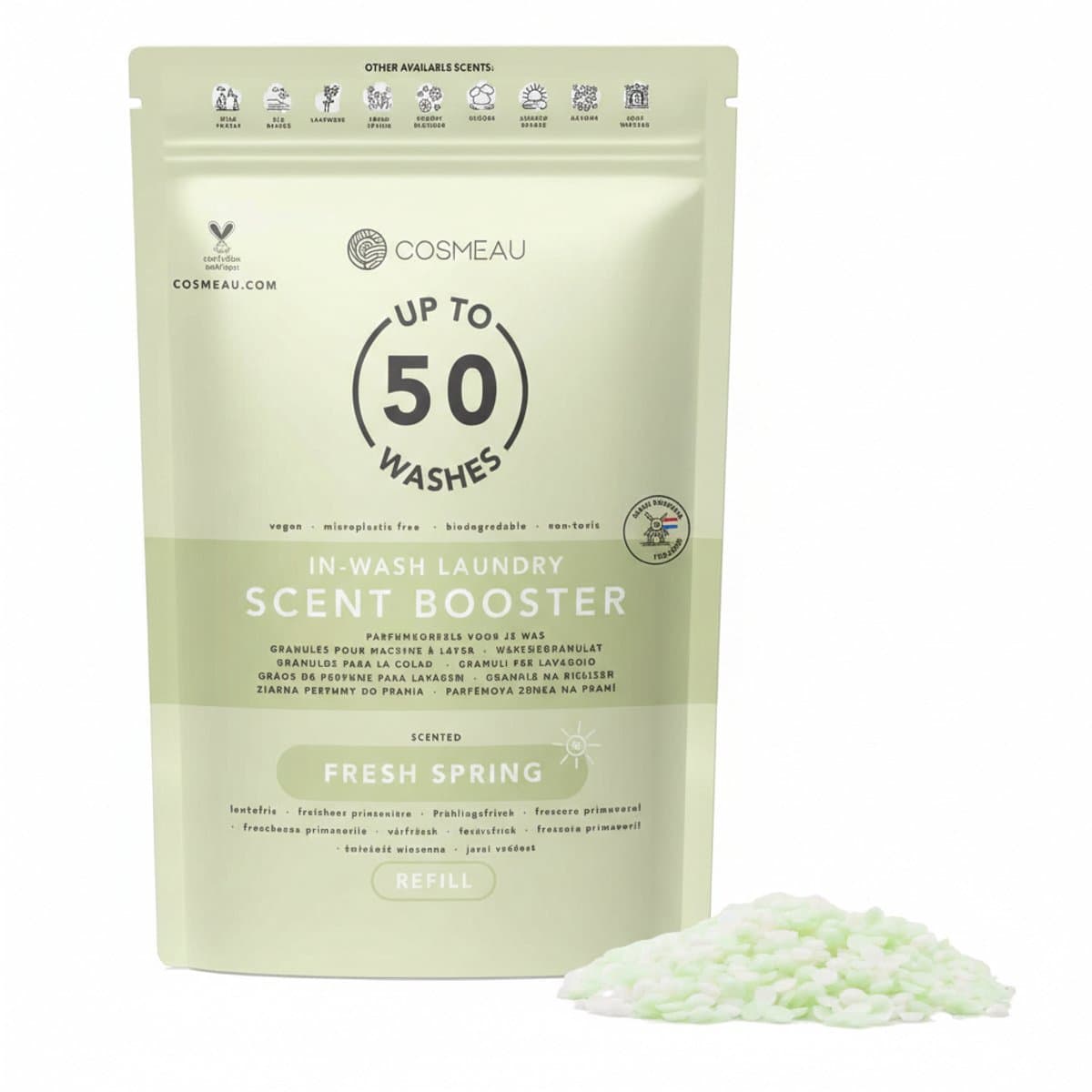 Cosmeau Geurbooster Lentefris Navulling Made in Holland - Refill - Geurparels - 50 Wasbeurten - Fris - 250g - Geurkralen Wasparfum Scent Booster — afbeelding 1