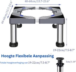 NBAP® Wasmachine Verhoger - Ombouw - Kast - Grijs en Zilver — thumbnail 5