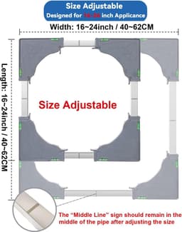 Wasmachine Verhoger - Wasmachine Opbouwmeubel - Wasmachine Sokkel - Anti Slip & Verstelbaar - Ook voor Droger, Koelkast en Vriezer - 200 Kg Draagkracht - 4 Vergrendelbare Wielen - Hoogte 11cm - van Imperatoris — thumbnail 4