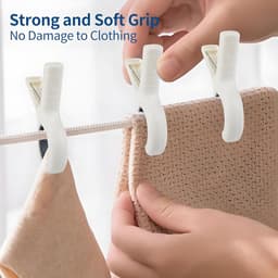 8 stuks clips – Maat S (9,5 x 6,5 cm) – Veelzijdige droogclips – Voor handdoeken, lakens en kleding – Broek- en sokkenclips – Bevestigers met sterke grip – Kunststof ontwerp dat geen afdrukken achterlaat – Windbestendige dekbedclips - Stevig duurzaam — thumbnail 5