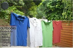 Uitschuifbare waslijn, wandrek, draagbare, robuuste waslijn voor binnen en buiten met 12 clips, voor het drogen van natte en droge kleding, eenvoudig te installeren (grijs). — thumbnail 2
