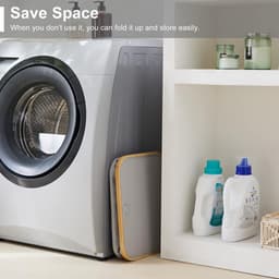Wasmand 85 liter opvouwbaar met deksel en waszak, bamboe hout, smal design, grijze wasverzamelaar. — thumbnail 3