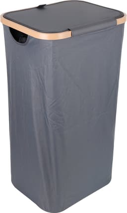 Wasmand met Deksel – Opvouwbare Wasmand – Wasbox 100L – Wassorteerder met Binnenzak – Grijs – Voor Badkamer, Slaapkamer en Wasruimte — thumbnail 4