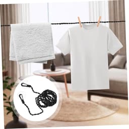 Reiswaslijn Set - Draagbare Waslijn - Buiten Droogrek - Intrekbaar Elastisch Touw - 3 Meter Lengte - Zwart — thumbnail 3