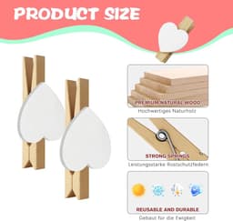 Set van 100 Mini Houten Wasknijpers met 10 Meter Jute Koord voor Foto's en Decoratie - 3,5 cm — thumbnail 5