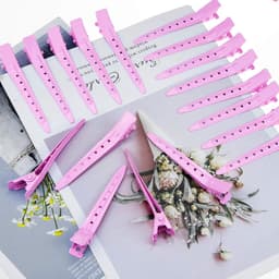 24 Stuks Roze Metalen Haarclips met Krokodillenklemmen voor Styling en Kleuring — thumbnail 2