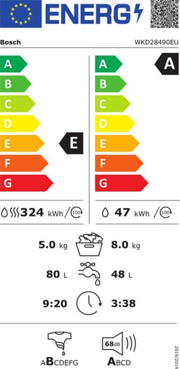 Bosch WKD28490EU Serie 6 – Inbouw was-droogcombinatie - 8 kg wassen - 5 kg drogen - AutoDry — thumbnail 2
