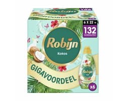 Robijn Klein & Krachtig Collections Color Kokos Vloeibaar Wasmiddel - 6 x 22 wasbeurten - Voordeelverpakking