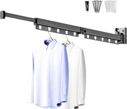 Wand Droogrek - Kledinghanger Opklapbaar - Ruimtebesparend Drogen - Aluminium Weerbestendig - 4.3x7.2x4.3 cm - Grijs — thumbnail 1