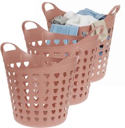 Excellent Houseware Flexibele wasmand - 3x - oud roze - 26 liter - kunststof - 40 x 41 cm — thumbnail 1