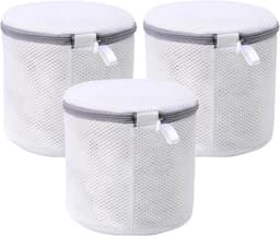 bh-waszakje - 3 ST. - Anti-Vervorming - mesh waszakken - Met Rits - Waszakje Lingerie - 15*17 cm - voor Wasmachine - Cilindrische Ritsen Wasmachinetas - grijs wit — thumbnail 1